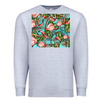 Heather Grey flamingos with leaves Premium Sweatshirt - BarkalooDesign