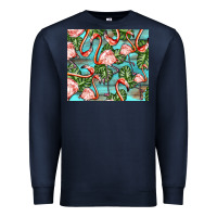Navy flamingos with leaves Premium Sweatshirt - BarkalooDesign