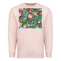 Pale Pink flamingos with leaves Premium Sweatshirt - BarkalooDesign