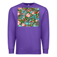 Purple flamingos with leaves Premium Sweatshirt - BarkalooDesign
