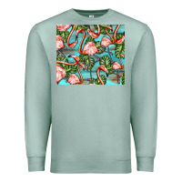 Seafoam flamingos with leaves Premium Sweatshirt - BarkalooDesign