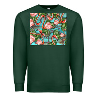 Sports Green flamingos with leaves Premium Sweatshirt - BarkalooDesign