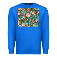 True Royal flamingos with leaves Premium Sweatshirt - BarkalooDesign