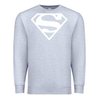 Heather Grey Supergirl White & Pink Shield Premium Sweatshirt - longCreatives