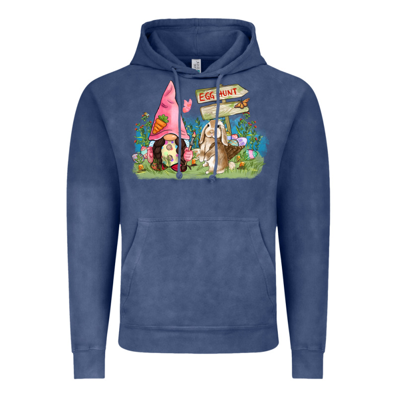 Easter Gnome And Rabbit Egg Hunt  Easter Day Vintage Hoodie by CowGirlArtShop | Teevron