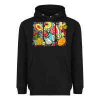 Black summer fruits background Heavyweight Hoodie - BarkalooDesign