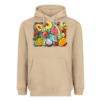 Mushroom summer fruits background Heavyweight Hoodie - BarkalooDesign
