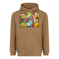 Toasted Coconut summer fruits background Heavyweight Hoodie - BarkalooDesign