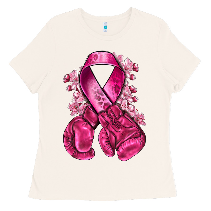 Breast Cancer With Boxing Gloves Ladies Tee by NancyCooperArtShop | Teevron