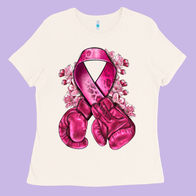 Breast Cancer With Boxing Gloves Ladies Tee Designed By Nancycooperartshop