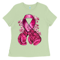 Matcha breast cancer with boxing gloves Ladies Tee - NancyCooperArtShop