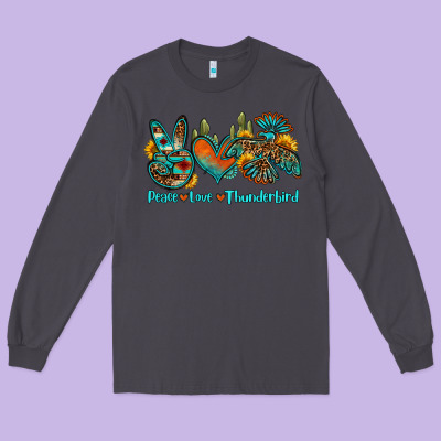 Peace Love Thunderbird Long Sleeve Tee Designed By Oliviacreatesart