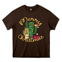 Chocolate Brown Cactus Christmas Heavy Core Tee - Bettercallsaul
