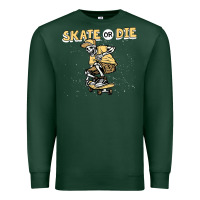 Sports Green skate or die funny skeleton skating skater halloween costume Premium Sweatshirt - longCreatives