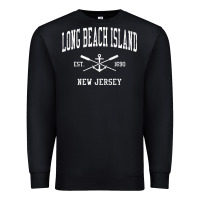 Black Long Beach Island NJ Vintage Crossed Oars & Boat Anchor Spor Premium Sweatshirt - longCreatives