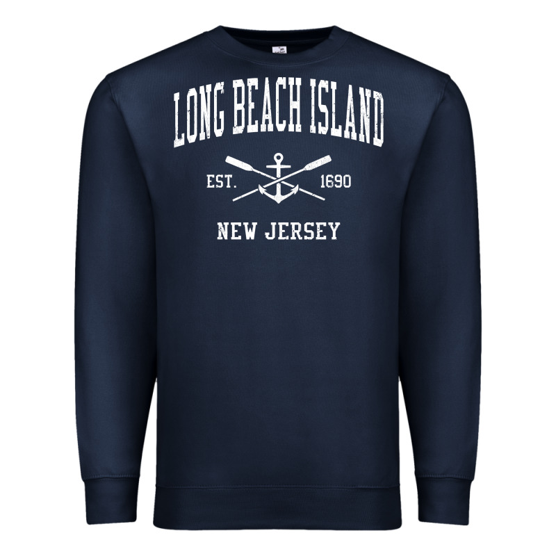 Long Beach Island Nj Vintage Crossed Oars & Boat Anchor Spor Premium Sweatshirt by longCreatives | Teevron