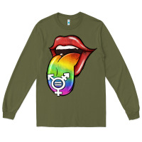 Army Green Pride LGBT Sign Tongue Long Sleeve Tee - Jasminsmagicworld