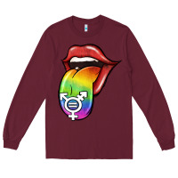 Burgundy Pride LGBT Sign Tongue Long Sleeve Tee - Jasminsmagicworld