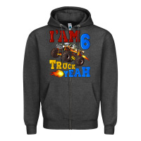 Charcoal Heather i'am six truck yeah Zipper Hoodie - Artiststas