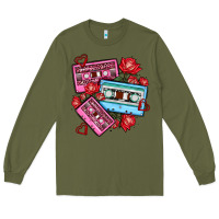 Army Green valentines day casette olivia Long Sleeve Tee - OliviaCreatesArt