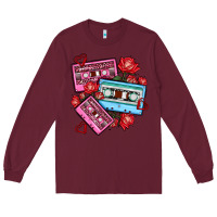 Burgundy valentines day casette olivia Long Sleeve Tee - OliviaCreatesArt
