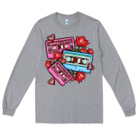 Heather Grey valentines day casette olivia Long Sleeve Tee - OliviaCreatesArt