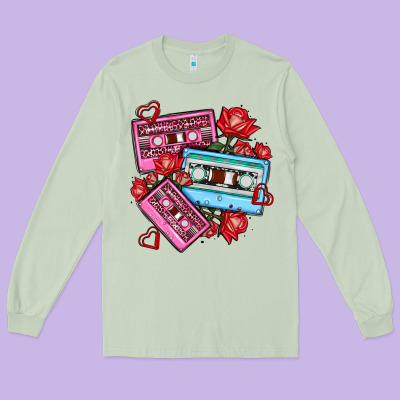 Valentines Day Casette Olivia Long Sleeve Tee Designed By Oliviacreatesart