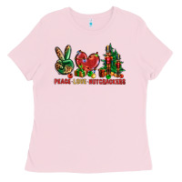 Bubblegum Pink Peace love Nutcrackers Ladies Tee - NancyCooperArtShop