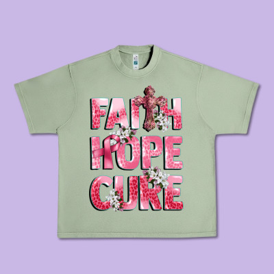 Faith Hope Cure Breast Cancer Urban Heavy Tee Designed By Cowgirlartshop