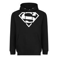 Black Supergirl White & Pink Shield Heavyweight Hoodie - longCreatives