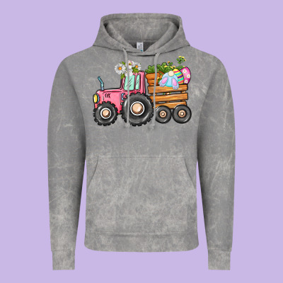 Easter Bunny Tractor Vintage Hoodie Designed By Cowgirlartshop