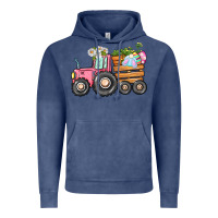 Vintage Denim Easter bunny tractor Vintage Hoodie - CowGirlArtShop