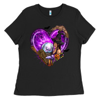 Black Halloween Heart with Witch Ladies Tee - texasbilliewilder