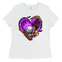 White Halloween Heart with Witch Ladies Tee - texasbilliewilder
