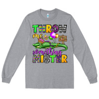 Heather Grey throw me something mister mardi gras olivia Long Sleeve Tee - OliviaCreatesArt