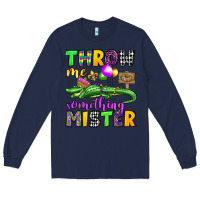 Navy throw me something mister mardi gras olivia Long Sleeve Tee - OliviaCreatesArt