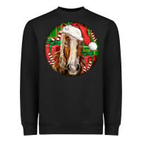 Black Belgian Horse  Christmas Heavyweight Sweatshirt - LillyAllenDesigns