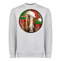 Heather Grey Belgian Horse  Christmas Heavyweight Sweatshirt - LillyAllenDesigns