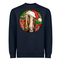Navy Belgian Horse  Christmas Heavyweight Sweatshirt - LillyAllenDesigns