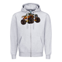 Heather Grey monster truck Zipper Hoodie - Artiststas