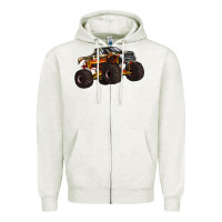 Oatmeal Heather monster truck Zipper Hoodie - Artiststas
