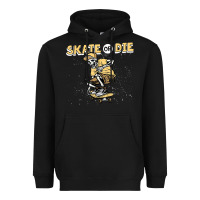 Black skate or die funny skeleton skating skater halloween costume Heavyweight Hoodie - longCreatives