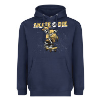Navy skate or die funny skeleton skating skater halloween costume Heavyweight Hoodie - longCreatives