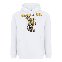 White skate or die funny skeleton skating skater halloween costume Heavyweight Hoodie - longCreatives