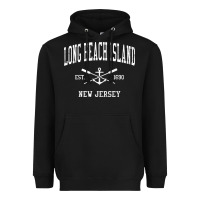 Black Long Beach Island NJ Vintage Crossed Oars & Boat Anchor Spor Heavyweight Hoodie - longCreatives