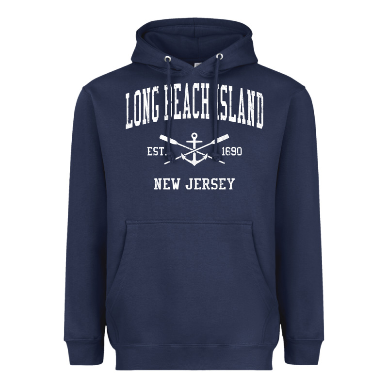 Long Beach Island Nj Vintage Crossed Oars & Boat Anchor Spor Heavyweight Hoodie by longCreatives | Teevron