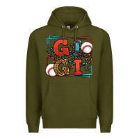 Army Green Baseball gigi leopard frame Premium Hoodie - LillyAllenDesigns