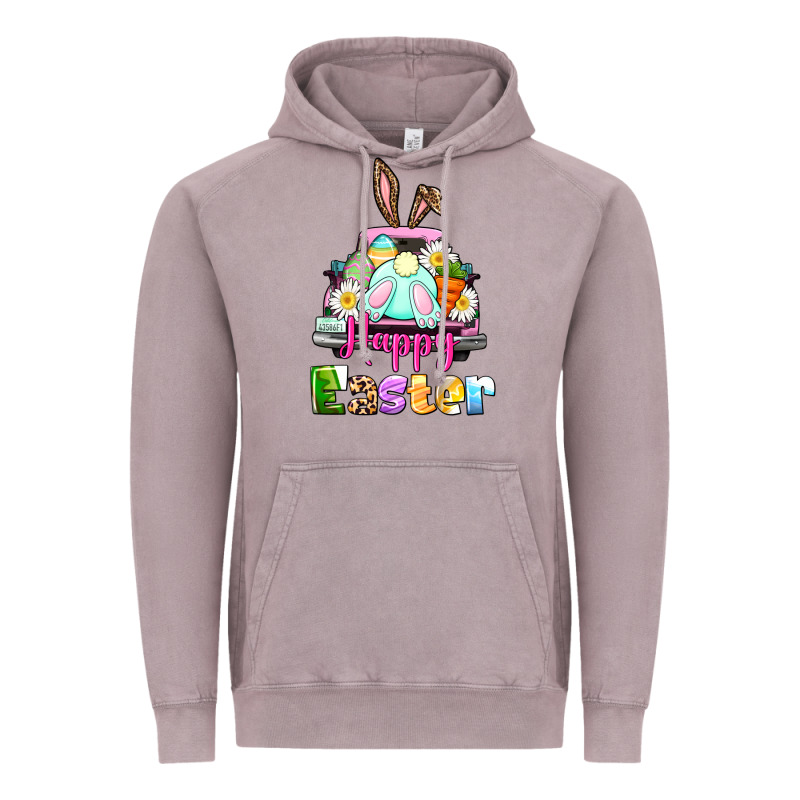 Bunny Happy Easter Truck Vintage Hoodie by CowGirlArtShop | Teevron