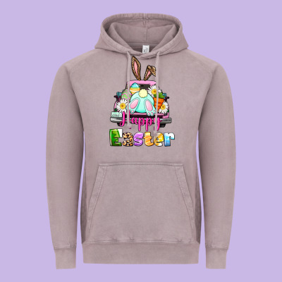 Bunny Happy Easter Truck Vintage Hoodie Designed By Cowgirlartshop