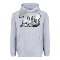 Heather Grey TB Tampa Bay City Skyline of Tampa Bay, Florida Heavyweight Hoodie - longCreatives